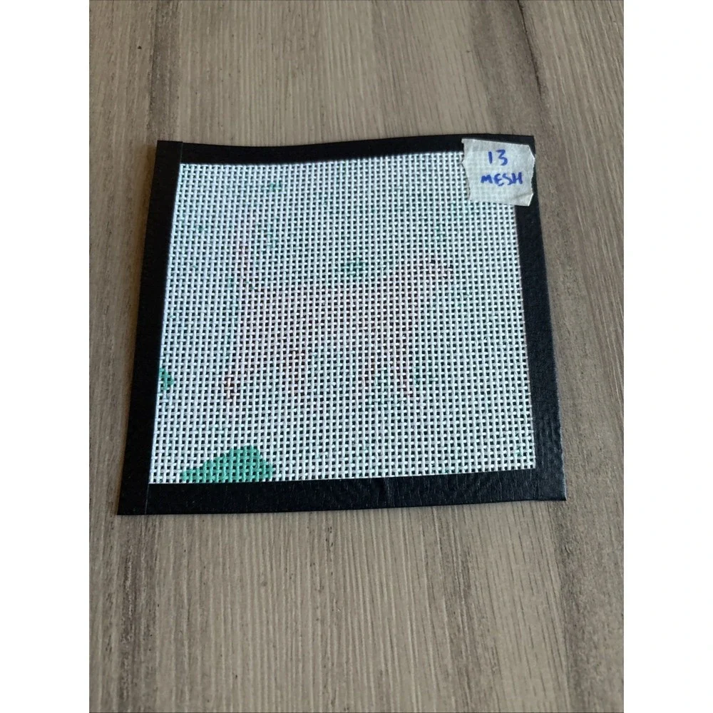 Handpainted‎ Needlepoint Canvas Orange Cat Teal Background 5